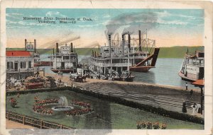 G77/ Vicksburg Mississippi Postcard c1915 River Steamboats Dock