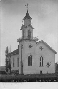 H15/ Davisburg Michigan RPPC Postcard 1909 M.E. Church Building