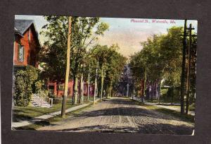 ME View Pleasant St Street Waterville Maine Vintage Postcard