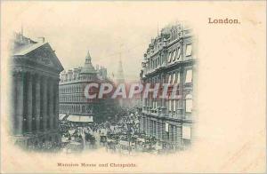 Postcard Old London Mansion House and Cheapside