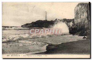 Old Postcard Biarritz Cliffs and Lighthouse