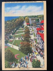 Vintage Postcard 1930-45 Dancing Pavilion & Coaster Euclid Beach Cleveland Ohio