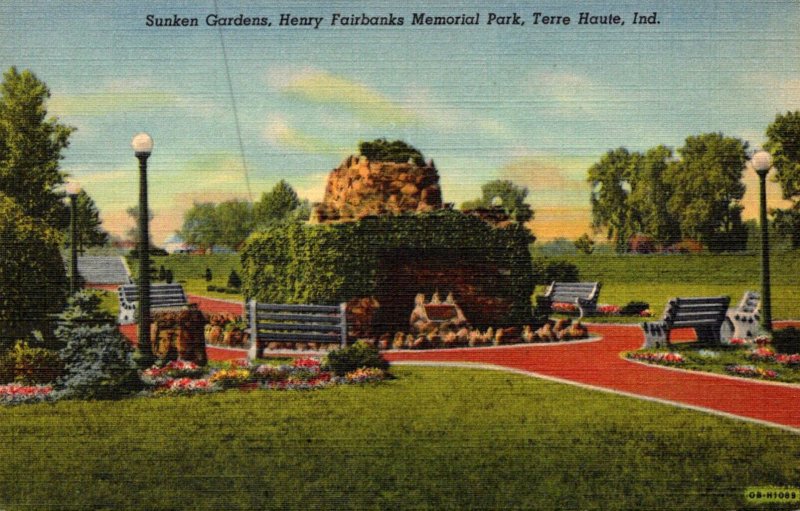 Indiana Terre Haute Henry Fairbanks Memorial Park Sunken Gardens Curteich