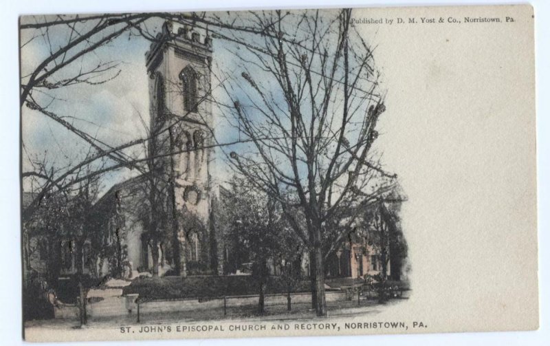 Postcard St John's Episcopal Church + Rectory Norristown PA