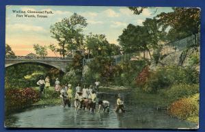 Fort Worth Texas tx Wading Glenwood Park 1910s postcard