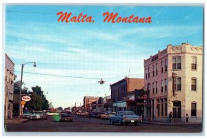 c1950's Looking East Front Street Malta Montana MT Shopping District Postcard