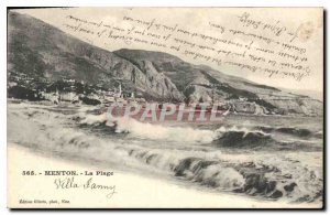 Old Postcard Menton The Beach