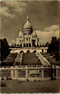 RPPC The Sacred Heart of Montmarte Paris France Real Photo Postcard PM 1966
