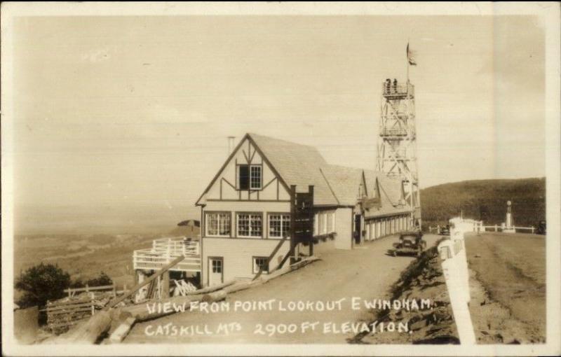 Catskills Point Lookout Bldg Observation Tower East Windham NY RPPC c1930