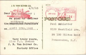 Advertising Postcard Furniture Factory JB Van Sciver co PA 1965