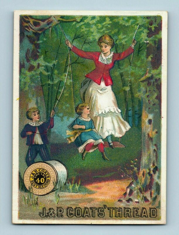 1881 J&P Coats Thread Mother Children Swing Woods Giant Spool P159