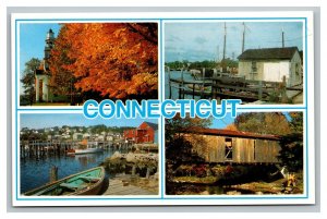 Vintage 1980's Postcard Greetings From Connecticut Long Island Sound Bridge