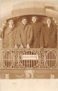 J56/ Akron Ohio RPPC Postcard c1910 Studio Railroad Men in Suits 318