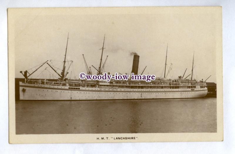 pf7156 - Bibby Troop Transport Liner - Lancashire , built 1917 - postcard