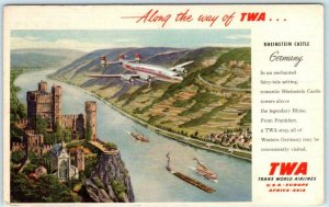 TWA AIRLINES Advertising RHEINSTEIN CASTLE ~ GERMANY Trans World Airlines