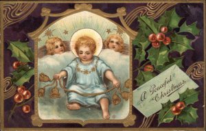 PFB Serie 9103 Christmas Baby Jesus Angels c1910 Vintage Postcard