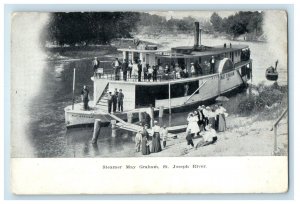 c1910's Steamer May Graham St. Joseph River And Passenger Antique Postcard