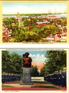 2~Postcards Annapolis, MD Maryland NAVAL ACADEMY & TECUMSEH MONUMENT~Midshipmen