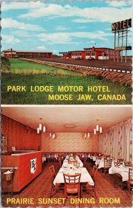 Moose Jaw SK Park Lodge Motor Hotel Multiview Saskatchewan Vintage Postcard H56