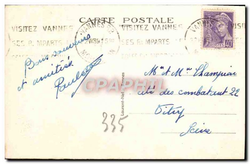 Old Postcard Vannes La Tour Du Connetable