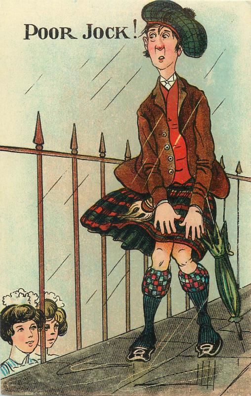 Poor Jock comic scot kilt caricature humour vintage postcard