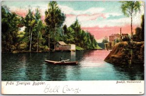 Fran Sveriges Bygder Sweden Canoeing On Lake Picturesque Forest Trees Postcard