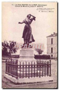 Old Postcard Les Saintes Maries De La Mer Statue of Mireille F Mistral Place