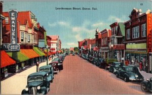 Dover Delaware DE Postcard Loockerman Main Street Linen Antique Autos KF1