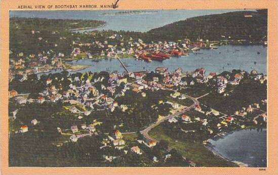 Maine Boothbay Harbor Aerial View Of Boothbay Harbor 1952