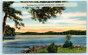 Greetings from SOUTH ROYALTON, Vermont VT ~ Windsor County c1940s Linen Postcard