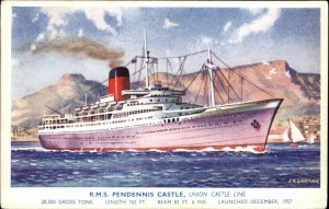 Union Castle Line Steamship RMS PENDENNIS CASTLE Postcard