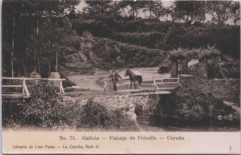 Spain Galicia Paisaje de Preilallo Coruna Vintage Postcard 09.48 