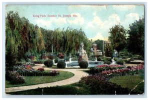 1911 Krug Park Interior Fountain St. Joseph Dearborn Missouri MO Postcard