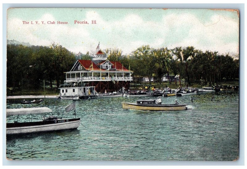 c1920s The I.V.Y. Club House Canoe Peoria Illinois IL Unposted Vintage Postcard 