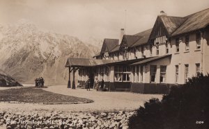 Parties Gather at The Hermitage Mount Cook Antique RPC New Zealand Postcard