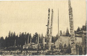 Totem Poles at Old Kasaan  Alaska Published Pacific Coast Steamship Co