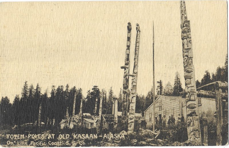 Totem Poles at Old Kasaan  Alaska Published Pacific Coast Steamship Co