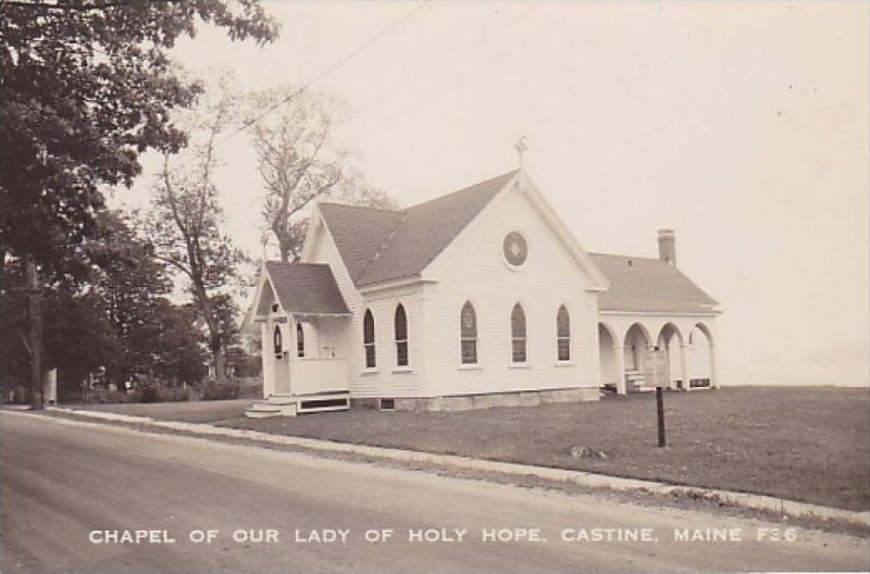 Maine Castine Chapel Of Our Lady Of Holy Hope Church Real Photo RPPC