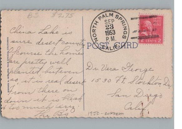 Palm Springs CA Swimming Pool Postcard c1915