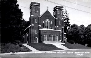 Real Photo Postcard St. Barbara's Catholic Church Vulcan near Norway, Michigan
