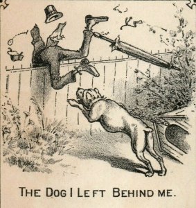 1870-80's Dog Chasing Man Link & Phillips Engraved Trade Card P140