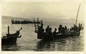 indonesia, SUMATRA, Batak Rowing Boat at Lake Toba (1928) RPPC Postcard