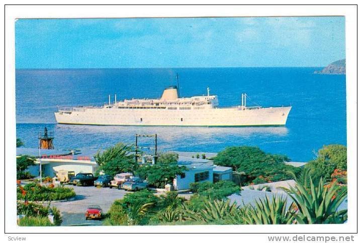 M/S. Victoria, Entering the harbor in St. Thomas,  Virgin Islands,   40-60s