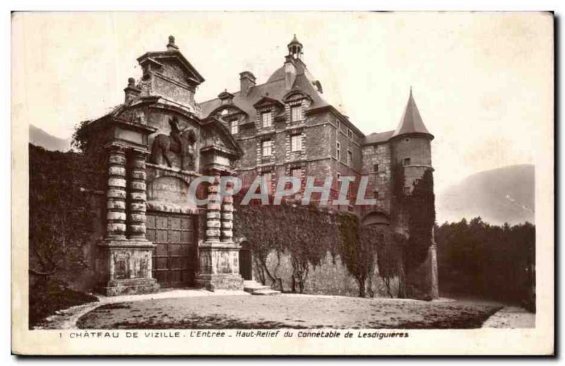 Old Postcard Chateau De Vizille L & # 39Entree High Relief of the Connetable ...