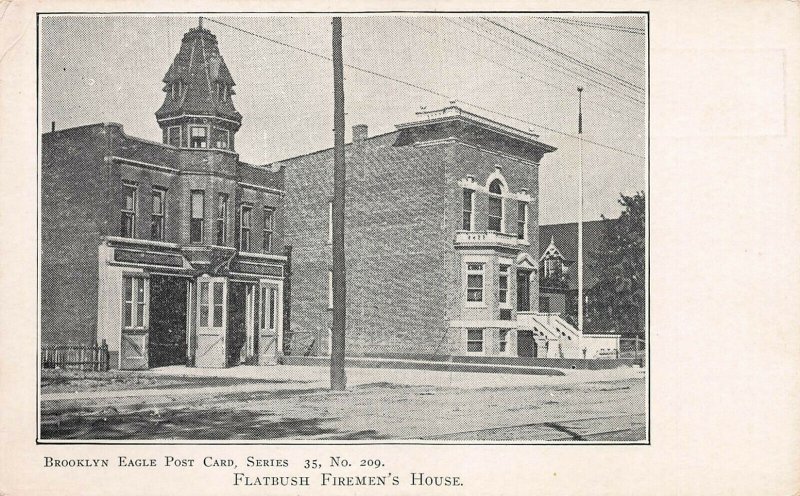 Flatbush  Firemen's House, Brooklyn, New York, Very Early Postcard, Unused