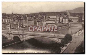 Old Postcard Geneve View A Flight D & # 39oiseau Du Pont De La Coulouvrenivre