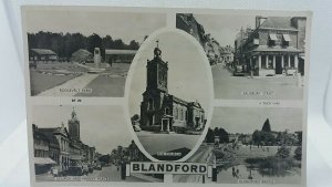 Vintage Rppc Postcard Blandford Multiview Salisbury St County Stores Etc 1951