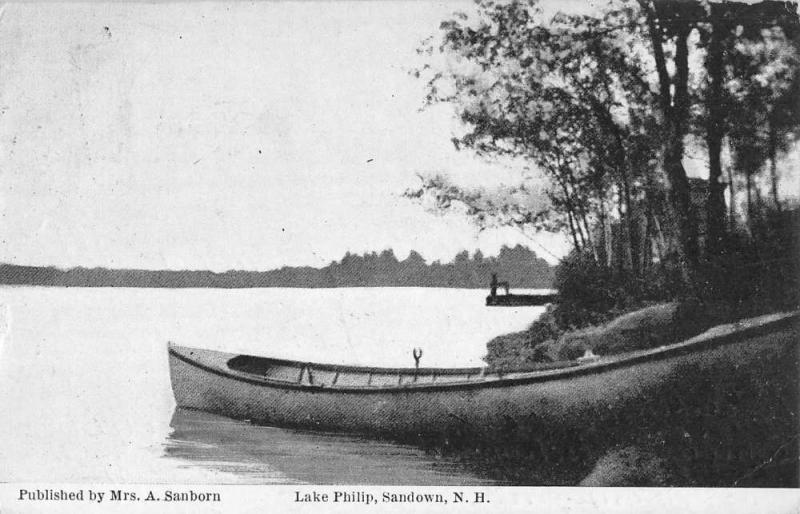 Sandown New Hampshire Lake Philip Waterfront Antique Postcard K92650