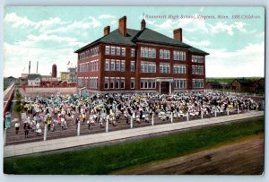 Virginia Minnesota MN Postcard Roosevelt High School Building 1500 Children 1910