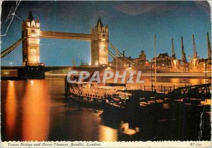 Postcard Modern Tower Bridge and River Thames London Floodlit